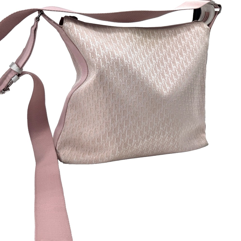 Christian Dior Vintage Trotter Monogram Logo Shoulder Bag Pink Canvas